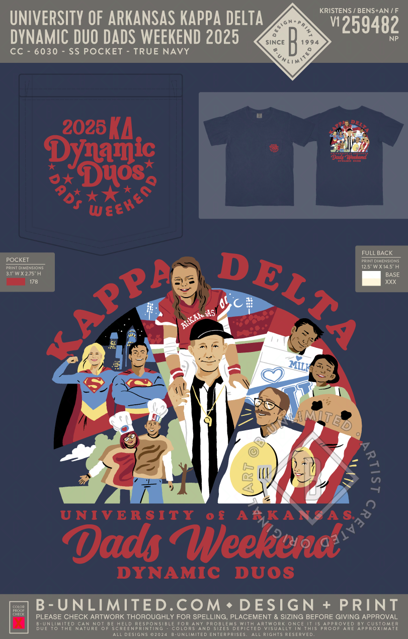 University of Arkansas Kappa Delta - Dynamic Duo Dads Weekend 2025 - CC - 6030 - SS Pocket - True Navy