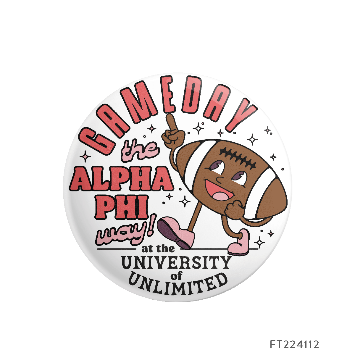 Alpha Phi Football Game Day Button Design