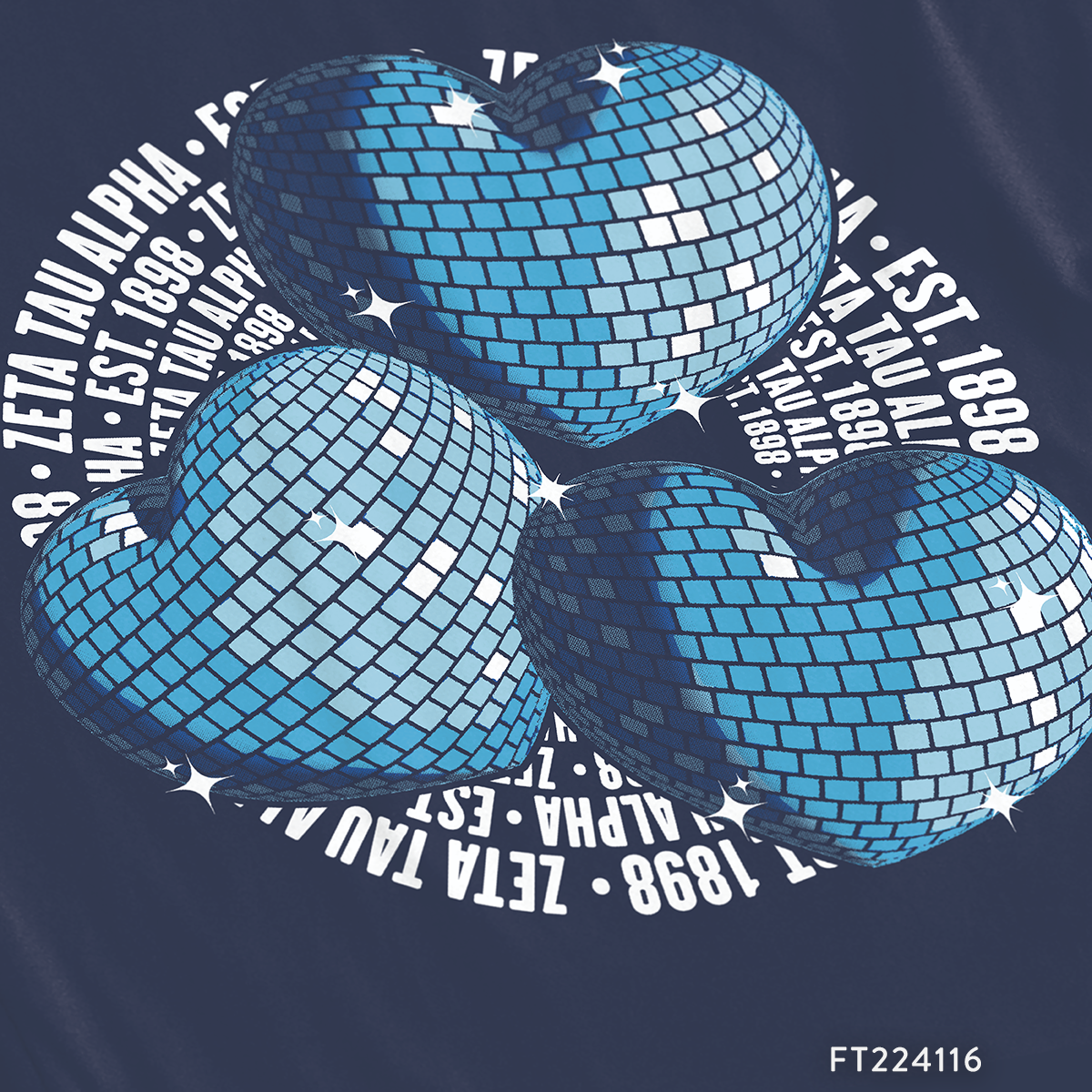 kaosssさま専用 daughtersjewelry Halo ho Zeta Tau Alpha PR Disco Ball Hearts T-Shirt Design – B
