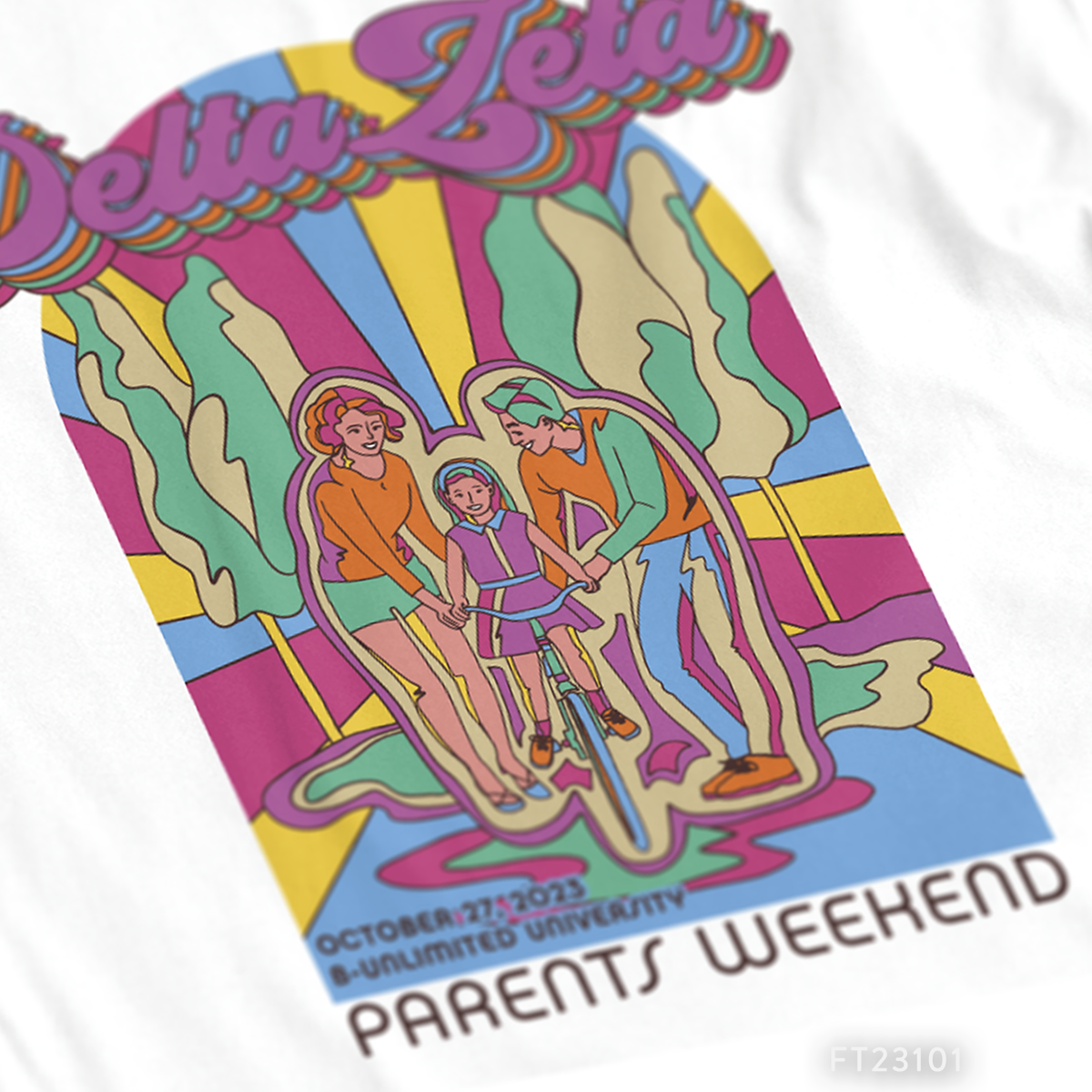 Delta Zeta Groovy Parents Weekend T-Shirt Design