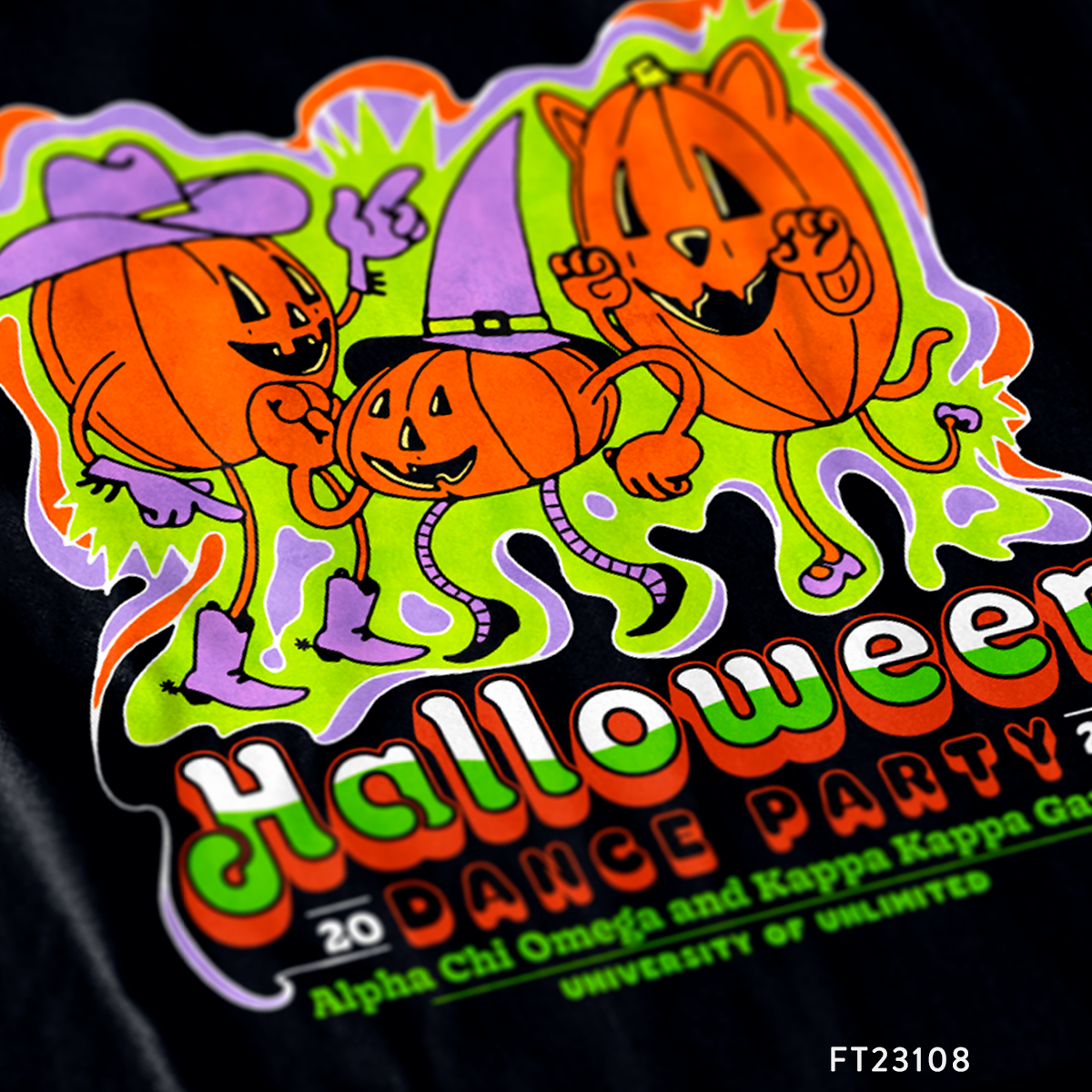 Alpha Chi Omega Halloween Dance Party T-Shirt Design
