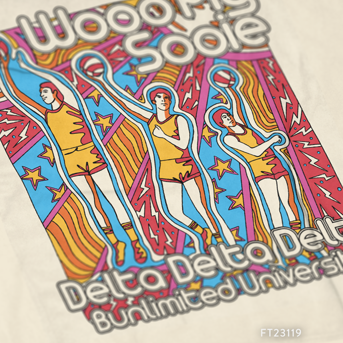 Delta Delta Delta Groovy Basketball PR T-Shirt Design