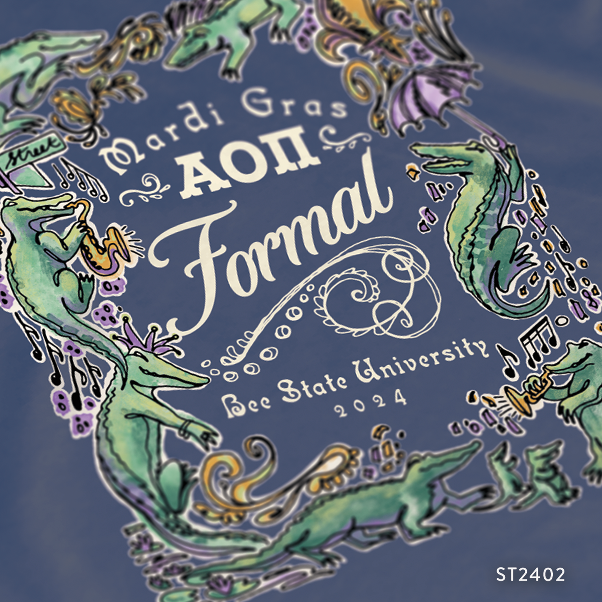 Alpha Omicron Pi Mardi Gras Formal T-Shirt Design