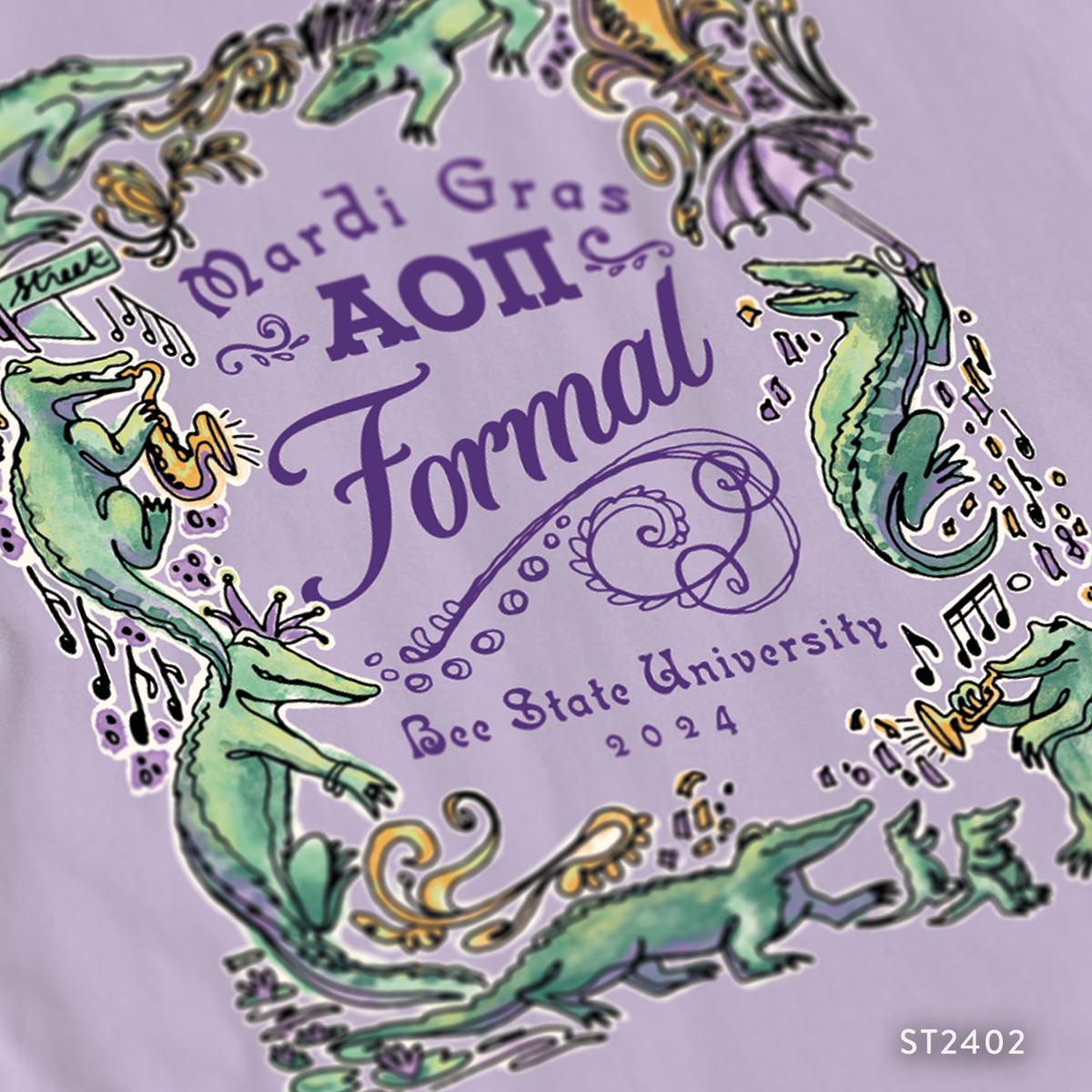 Alpha Omicron Pi Mardi Gras Formal T-Shirt Design