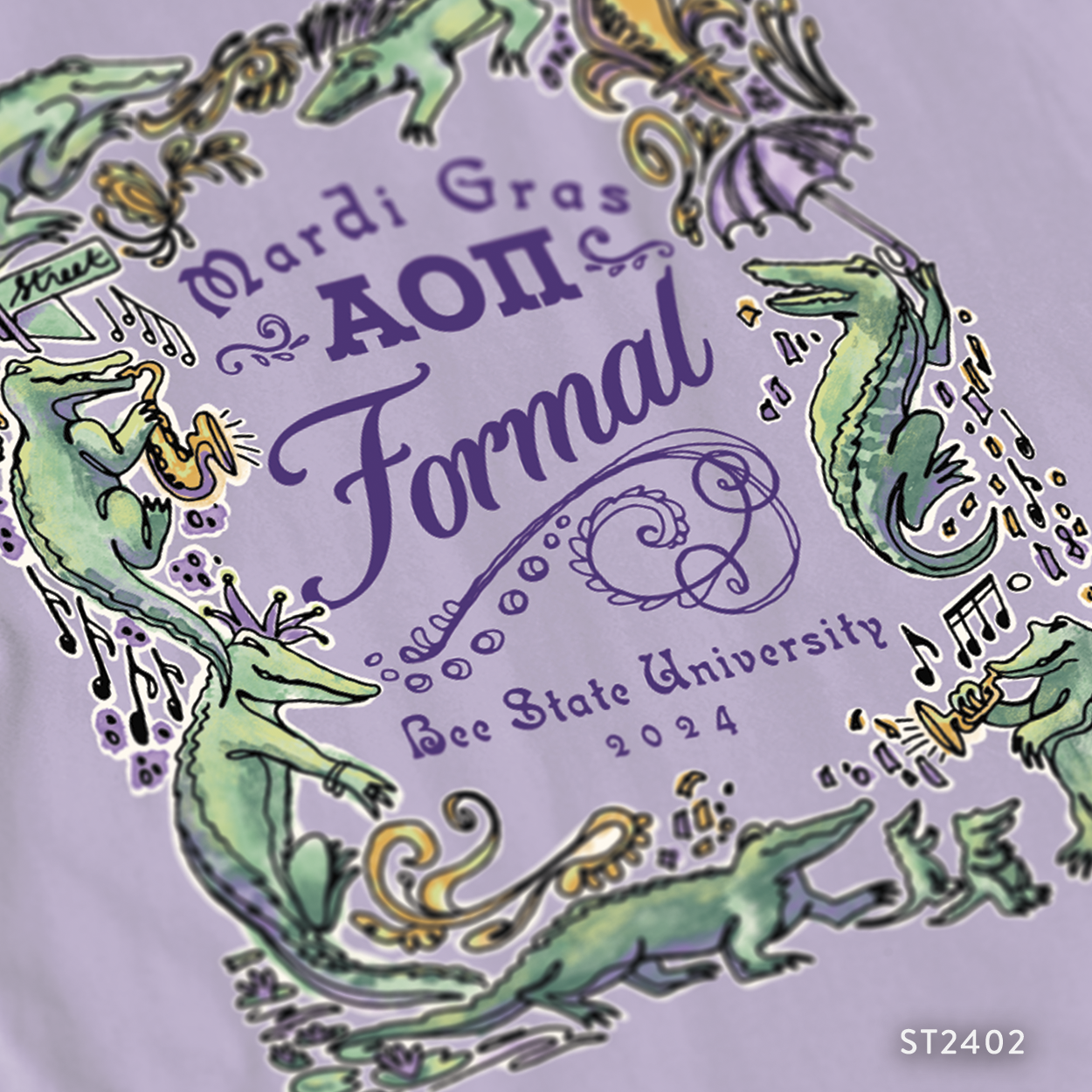 Alpha Omicron Pi Mardi Gras Formal T-Shirt Design