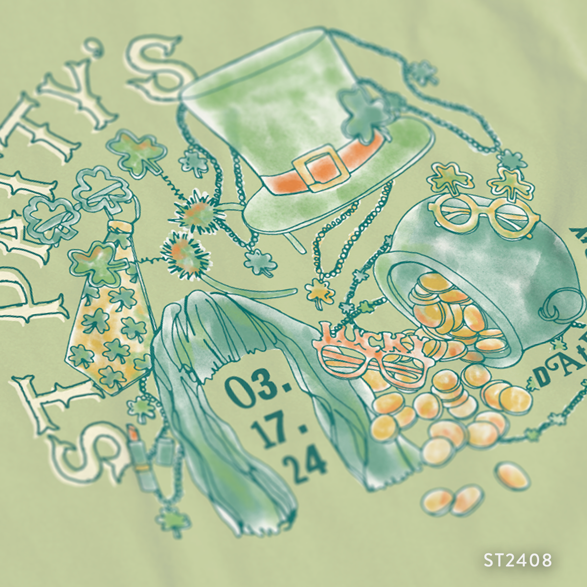 Sorority St. Patricks Day Date Party T-Shirt Design