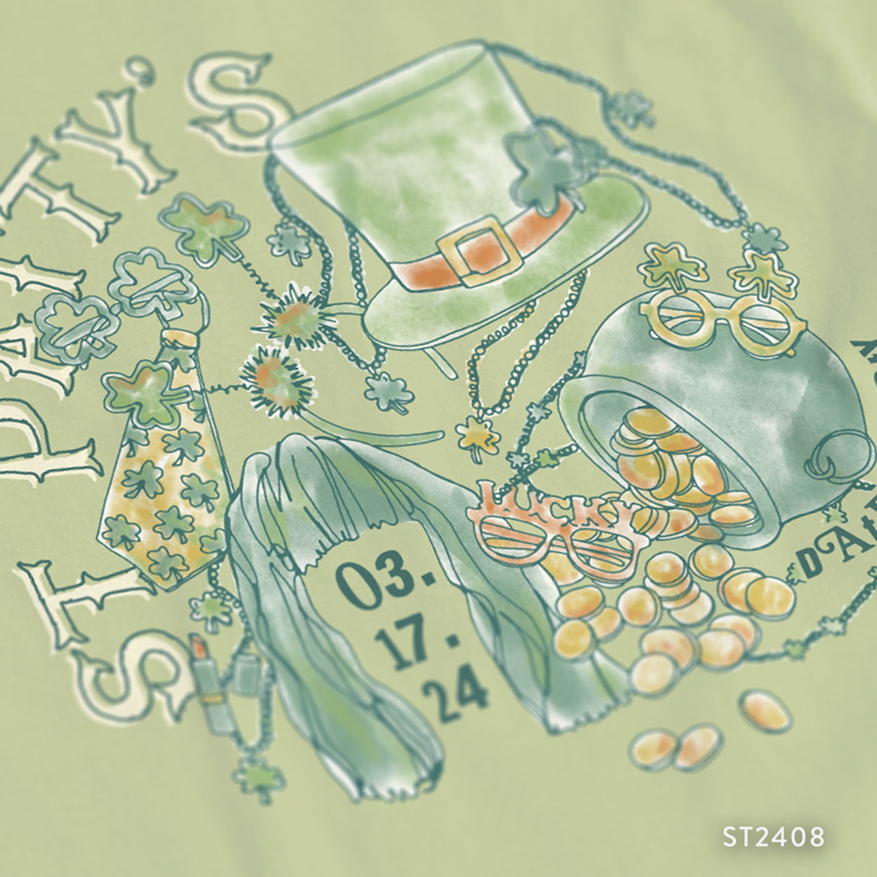 Sorority St. Patricks Day Date Party T-Shirt Design