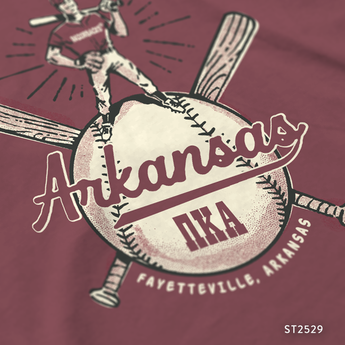 Pi Kappa Alpha Arkansas Baseball PR T-Shirt Design