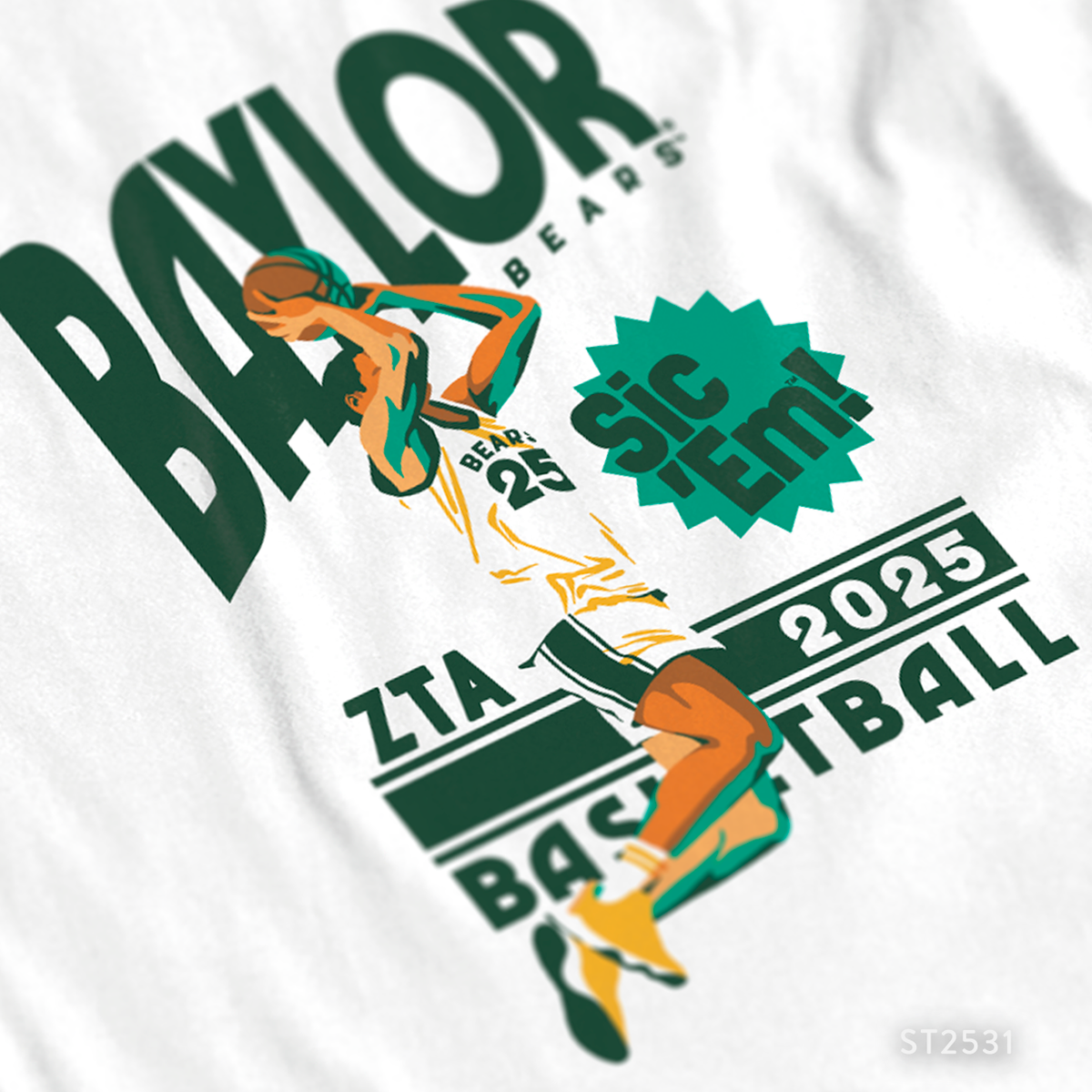 Baylor Zeta Tau Alpha Basketball PR T-Shirt Design