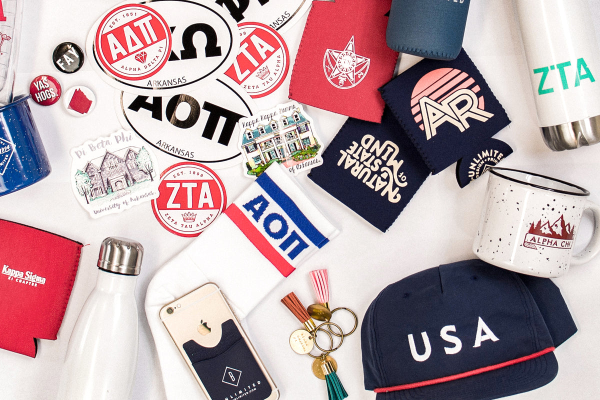 hats water bottles stickers can coolers koozies key chains