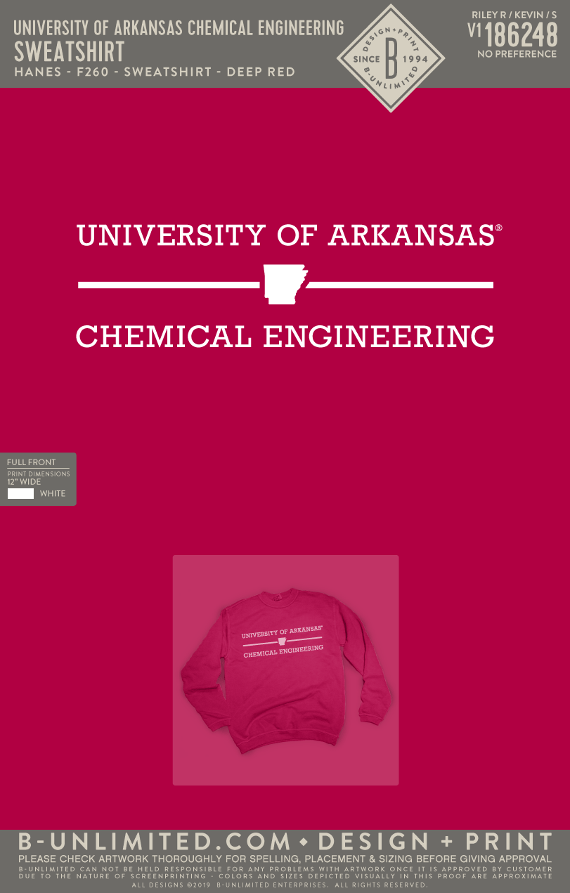 University of Arkansas Chemical Engineering - RO - Sweatshirt - Hanes - F260 - Sweatshirt - Deep Red