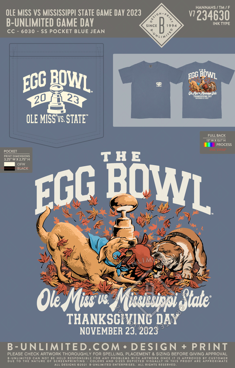 B-Unlimited Game Day - MSU T-Shirt - Ole Miss vs. Mississippi State Game Day 2023