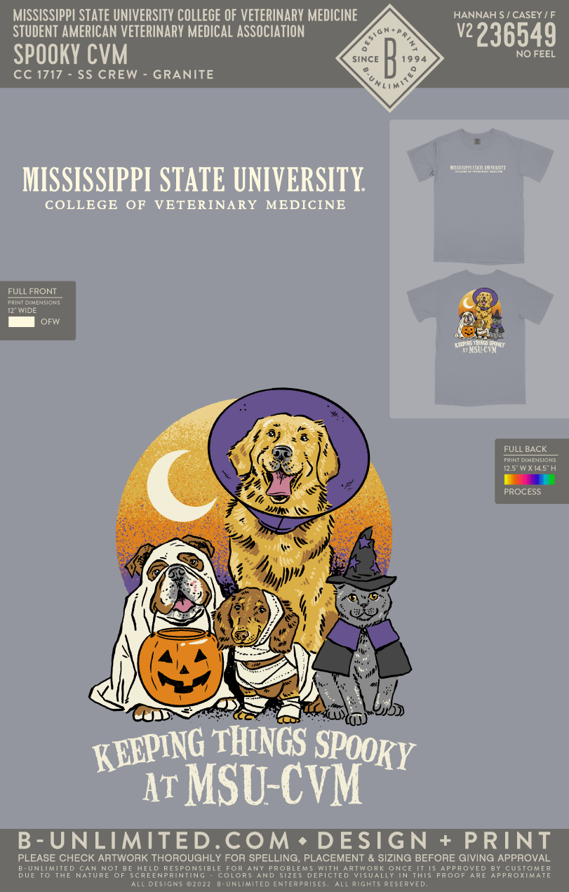 Mississippi State University College of Veterinary Medicine Student American Veterinary Medical Association - Spooky CVM - CC - 1717 - SS Crew - Granite