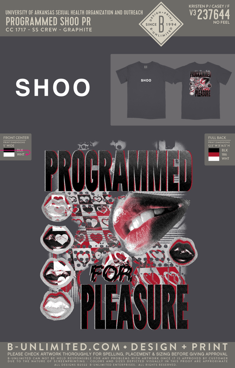 University of Arkansas Sexual Health Organization and Outreach - Programmed SHOO PR - CC - 1717 - SS Crew - Graphite