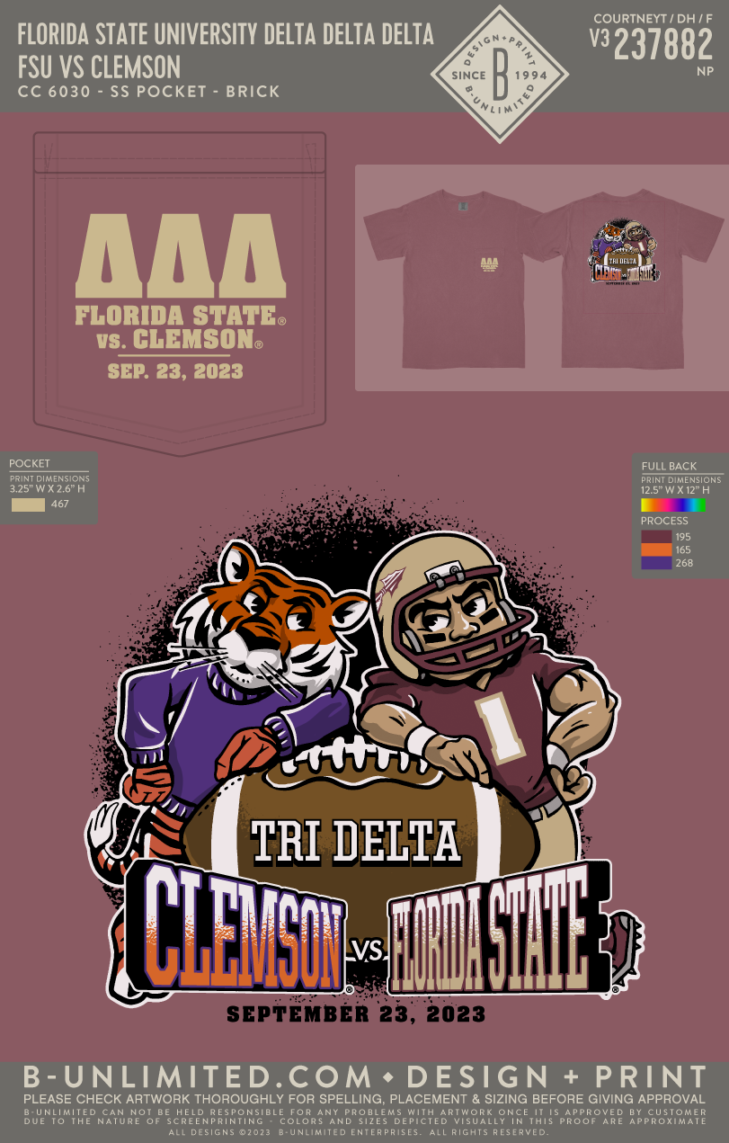 Florida State University Delta Delta Delta - FSU vs Clemson - CC - 6030 - SS Pocket - Brick