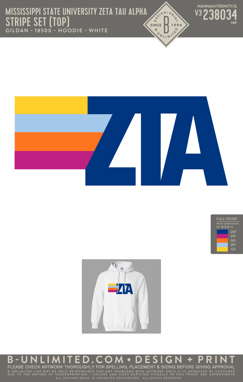Mississippi State University Zeta Tau Alpha Stripe Set (Top) Gilda