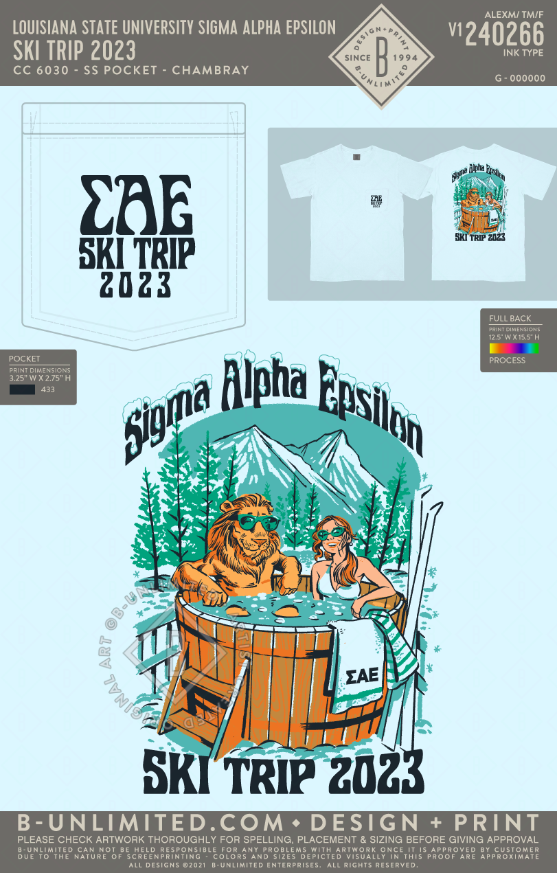 Louisiana State University Sigma Alpha Epsilon - Ski Trip 2023 - CC - 6030 - SS Pocket - Chambray