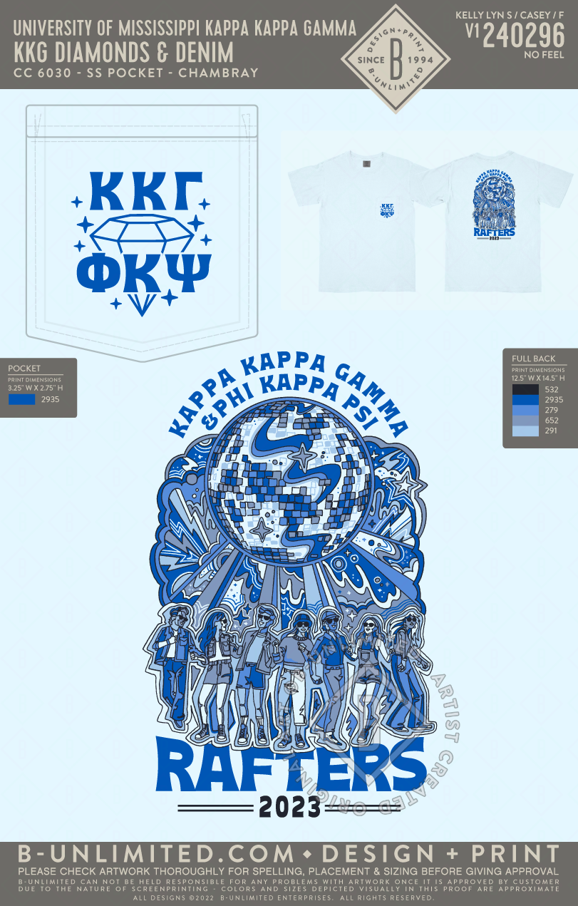 University of Mississippi Kappa Kappa Gamma - KKG Diamonds & Denim - CC - 6030 - SS Pocket - Chambray