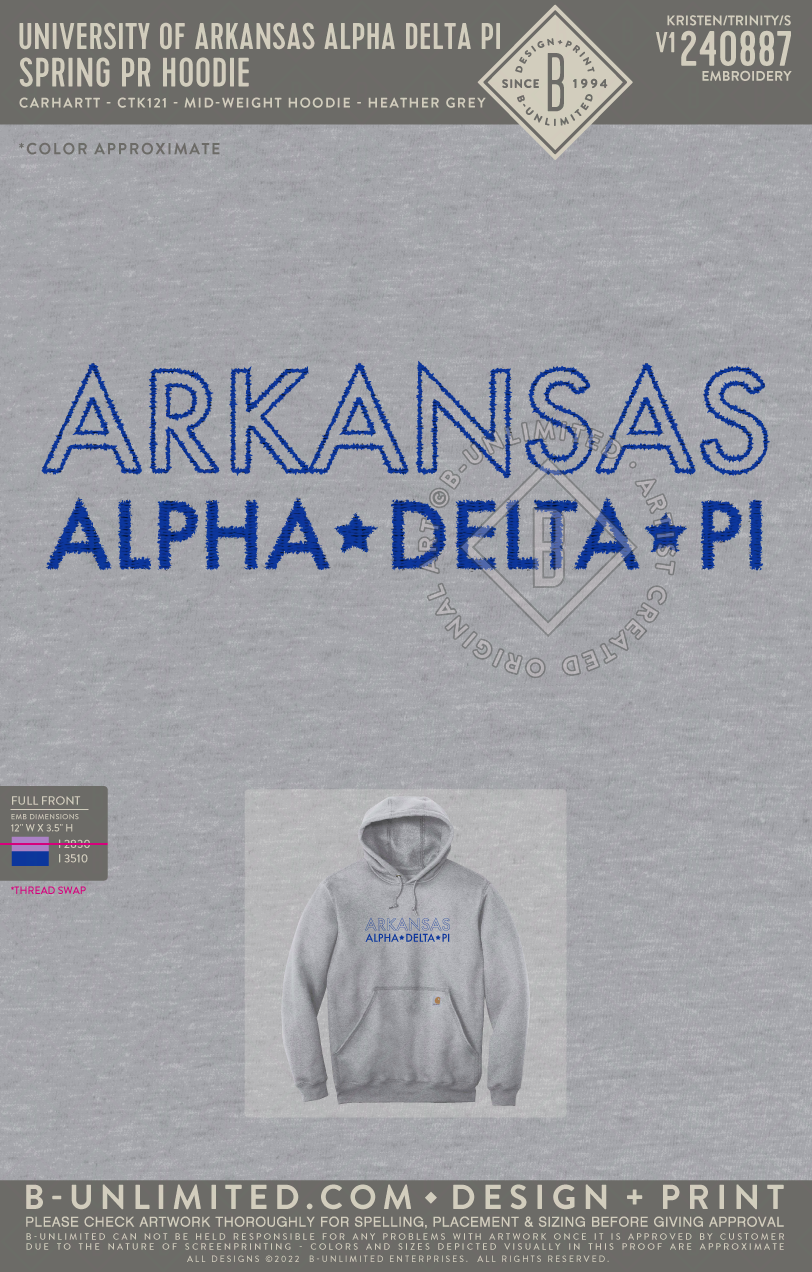 University of Arkansas Alpha Delta Pi Spring PR Hoodie