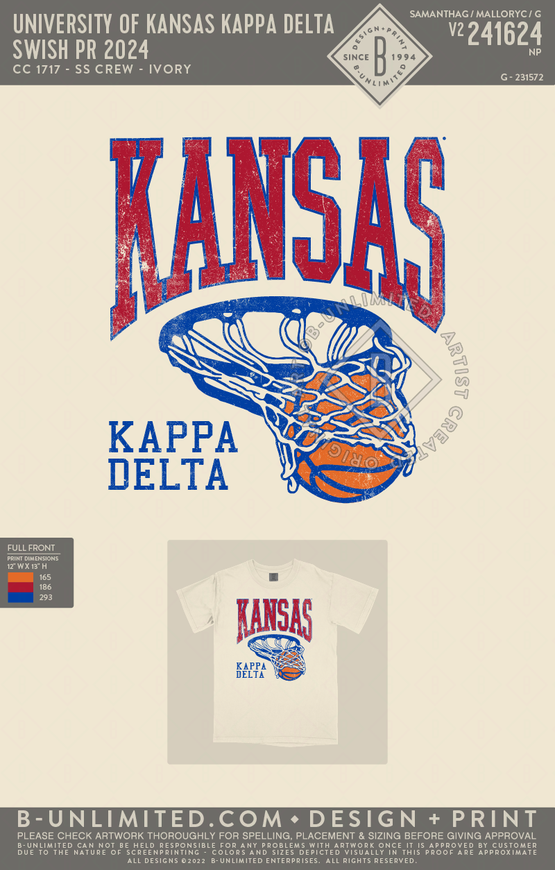University of Kansas Kappa Delta - Swish PR 2024 - CC - 1717 - SS Crew - Ivory