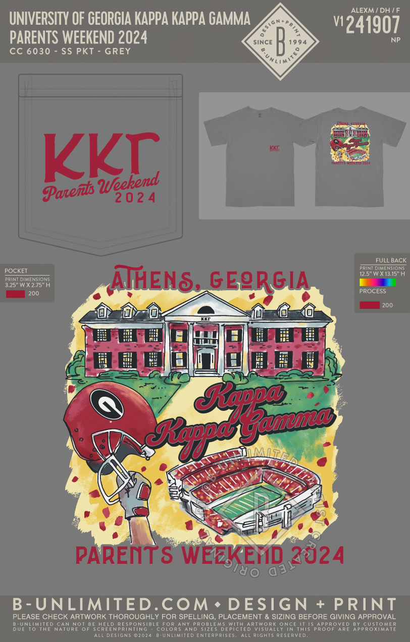 UGA KKG Parents Weekend 2024 CC 6030 SS Pocket Grey B