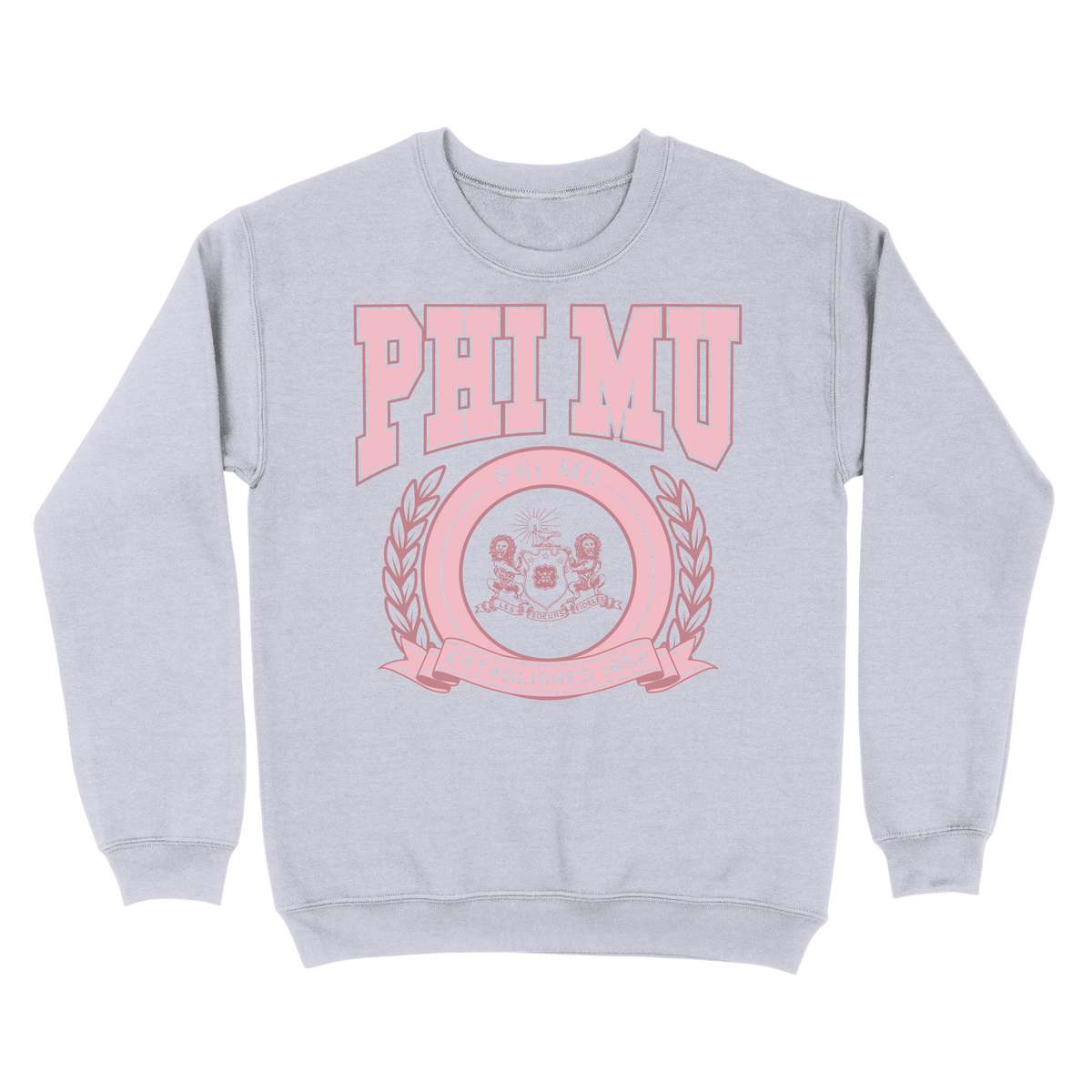 B-Unlimited Sales - Spring 2023 Crest Sweatshirt (Phi Mu) (EOS26) - B-Unlimited BUN101 - Ash