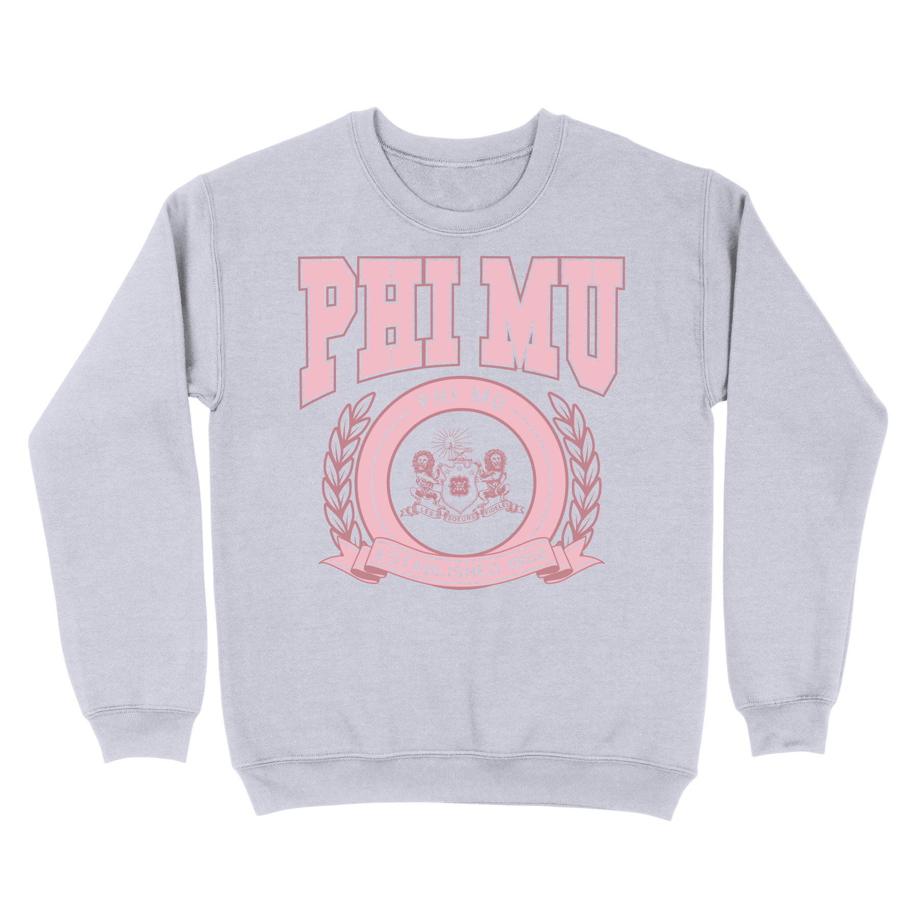 B-Unlimited Sales - Spring 2023 Crest Sweatshirt (Phi Mu) (EOS26) - B-Unlimited BUN101 - Ash