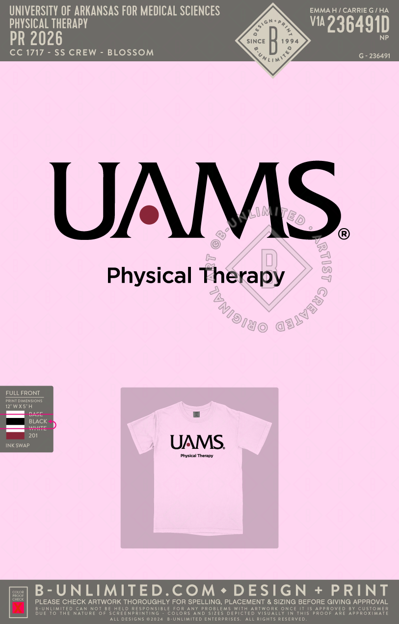 University of Arkansas for Medical Sciences Physical Therapy - PR 2026 - CC - 1717 - SS Crew - Blossom