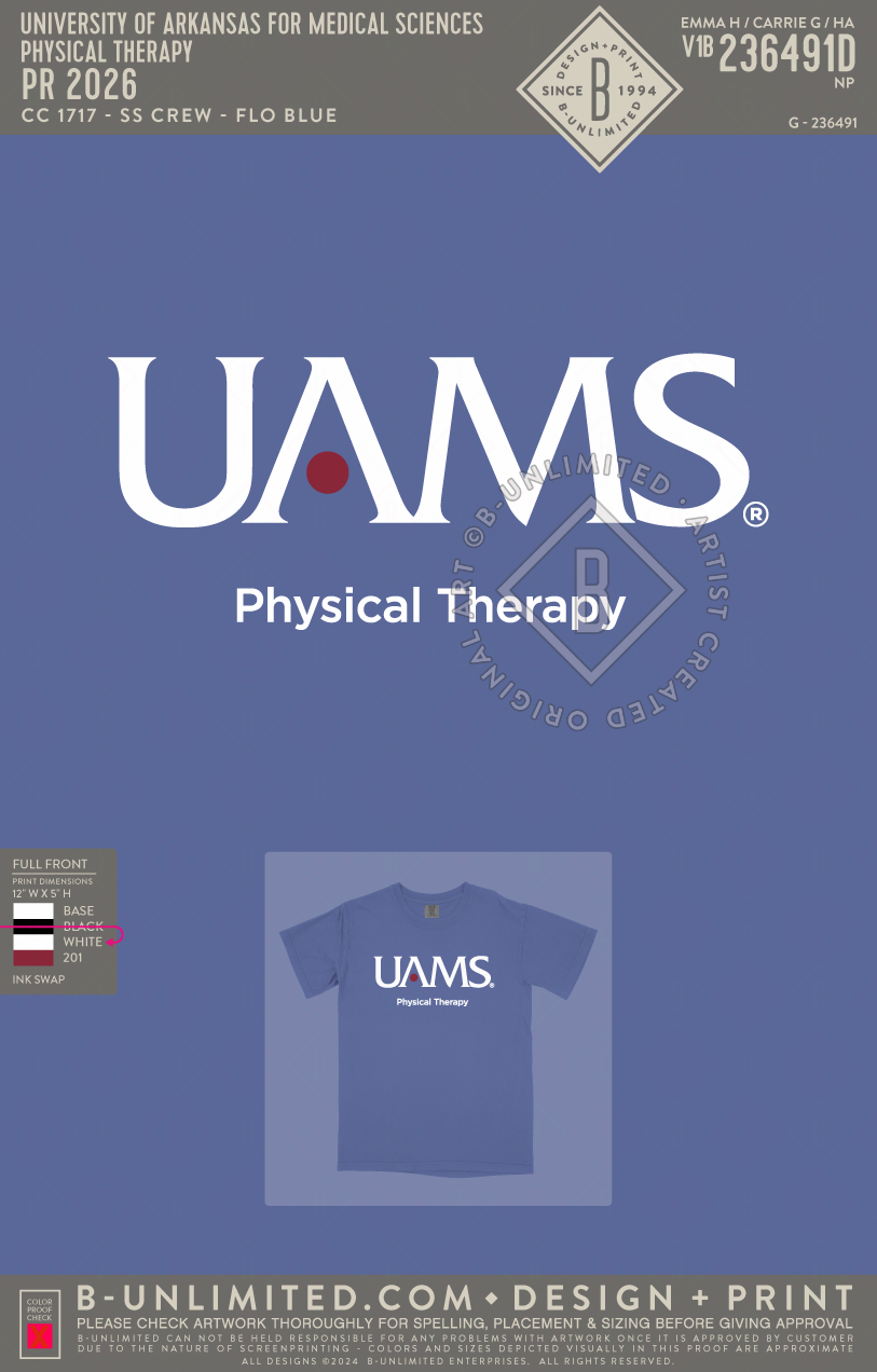 University of Arkansas for Medical Sciences Physical Therapy - PR 2026 - CC - 1717 - SS Crew - Flo Blue