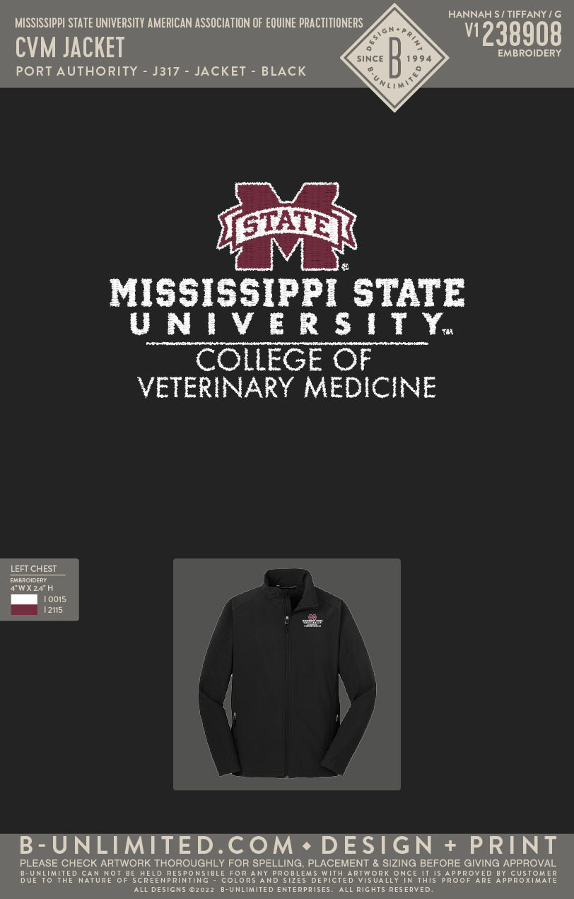 Mississippi State University American Association of Equine Practitioners - CVM Jacket - Port Authority - J317 - Jacket - Black