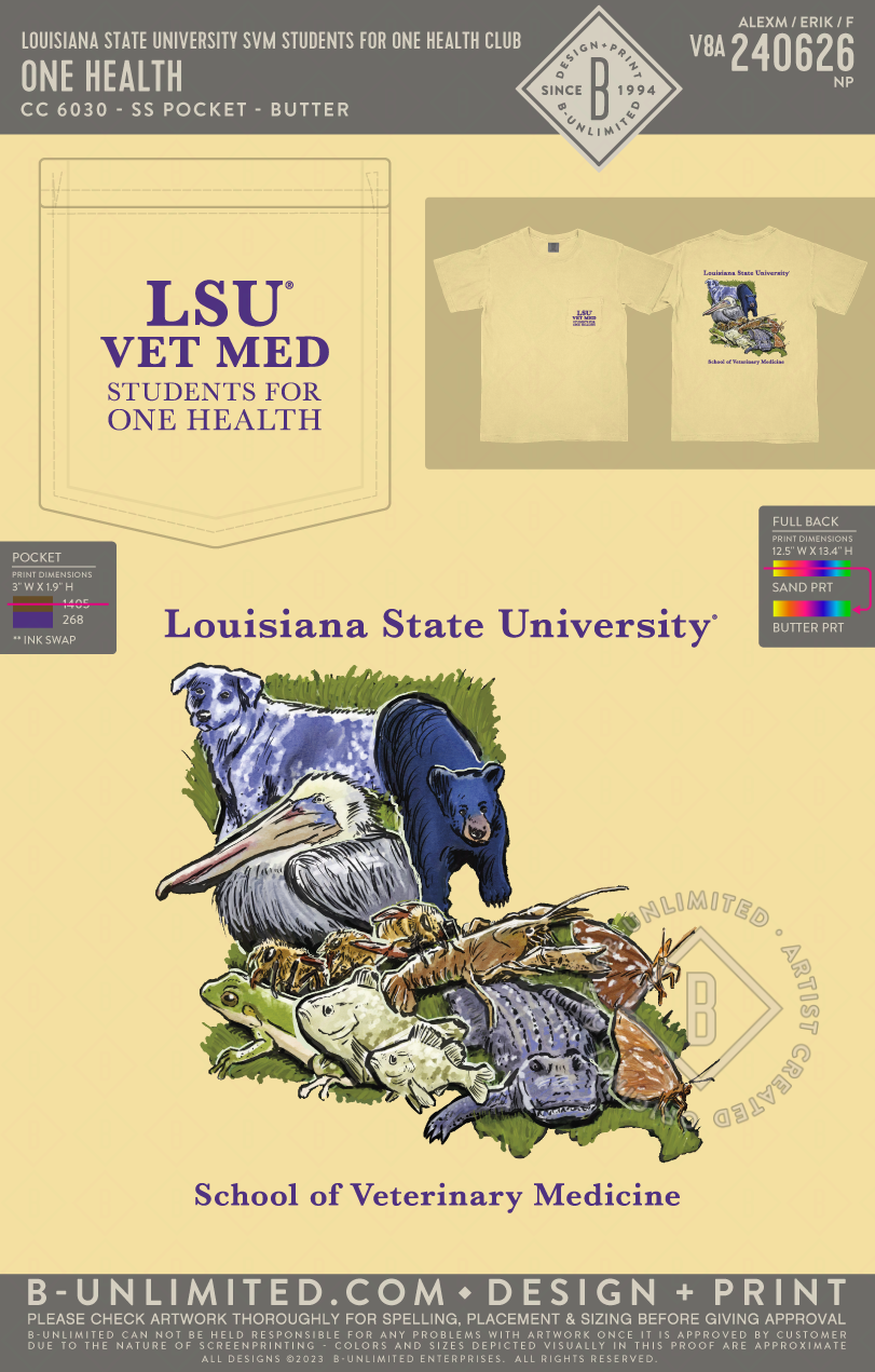 Louisiana State University SVM Students for One Health Club - One Health - CC - 6030 - SS Pocket - Butter