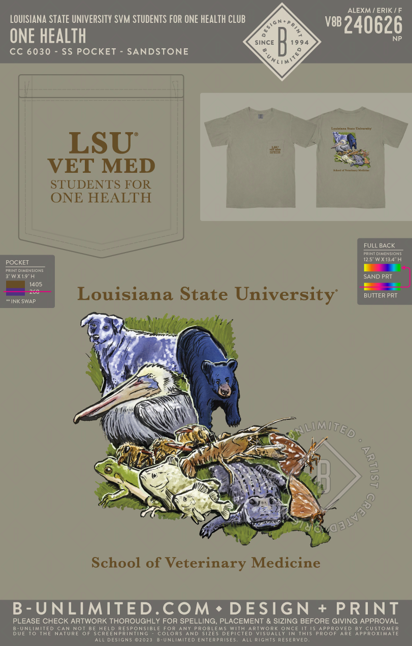 Louisiana State University SVM Students for One Health Club - One Health - CC - 6030 - SS Pocket - Sandstone