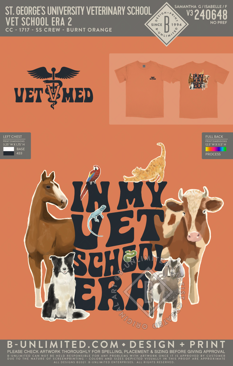 St. George's University Veterinary School - Vet School Era 2 Non-Pocket - CC - 1717 - SS Crew - Burnt Orange