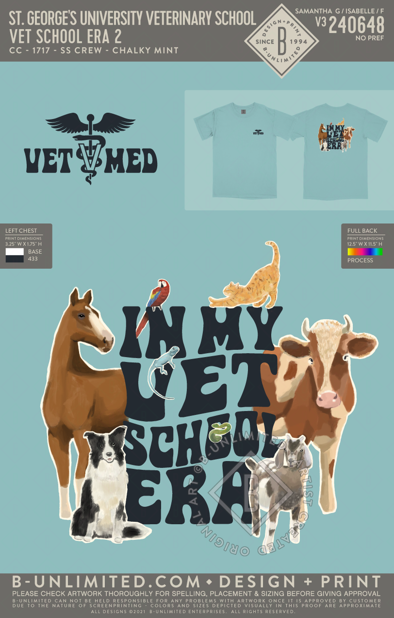 St. George's University Veterinary School - Vet School Era 2 Non-Pocket - CC - 1717 - SS Crew - Chalky Mint