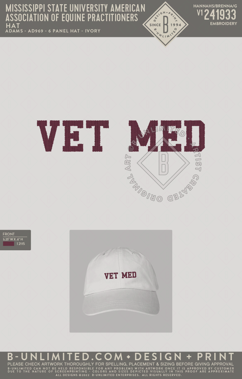 Mississippi State University American Association of Equine Practitioners - Hat - Adams - AD969 - Hat - Ivory