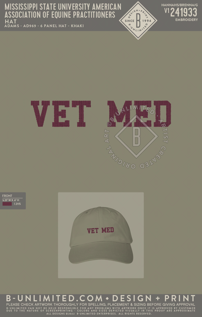 Mississippi State University American Association of Equine Practitioners - Hat - Adams - AD969 - Hat - Khaki