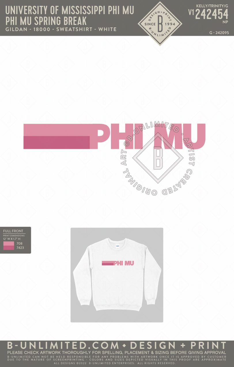 University of Mississippi Phi Mu - Phi Mu Spring Break (72hoursale24) - Gildan - 18000 - Crewneck Sweatshirt - White