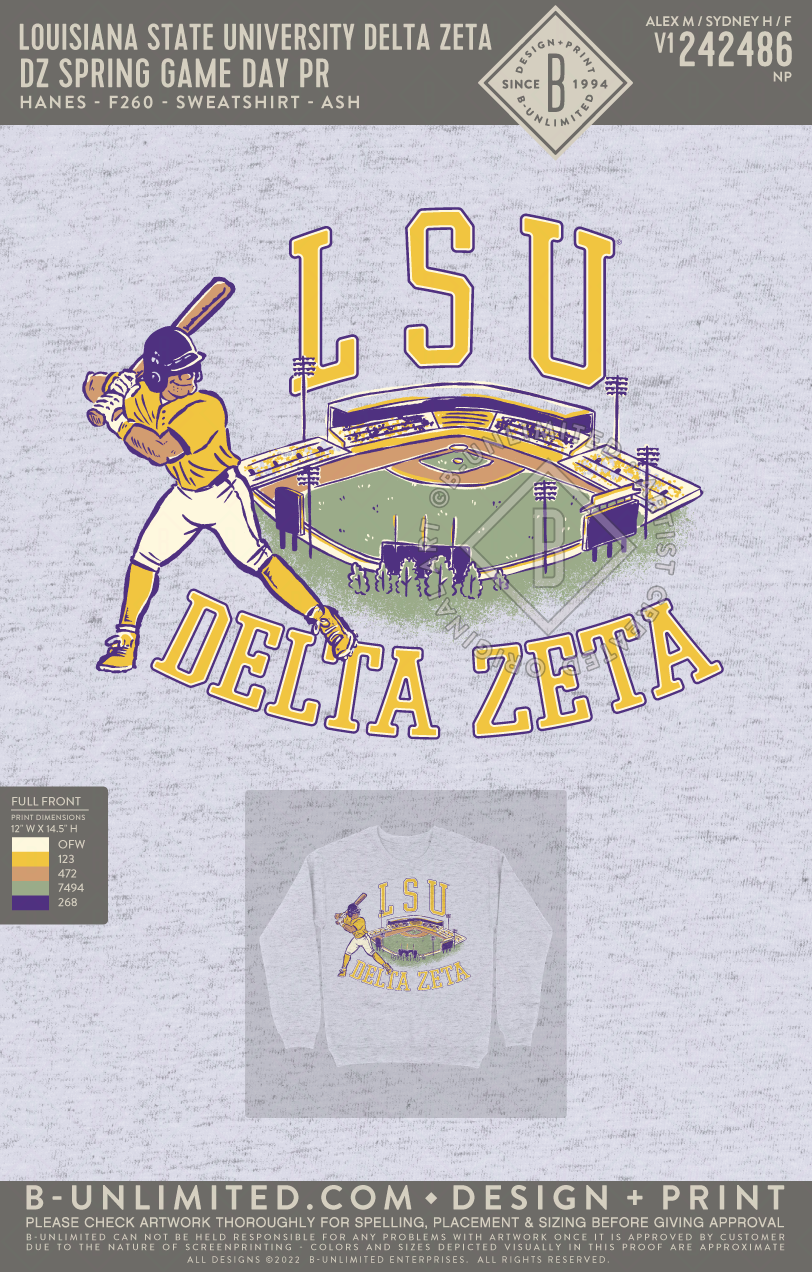 Louisiana State University Delta Zeta - DZ Spring Game Day PR (72hoursale24) - Hanes - F260 - Sweatshirt - Ash