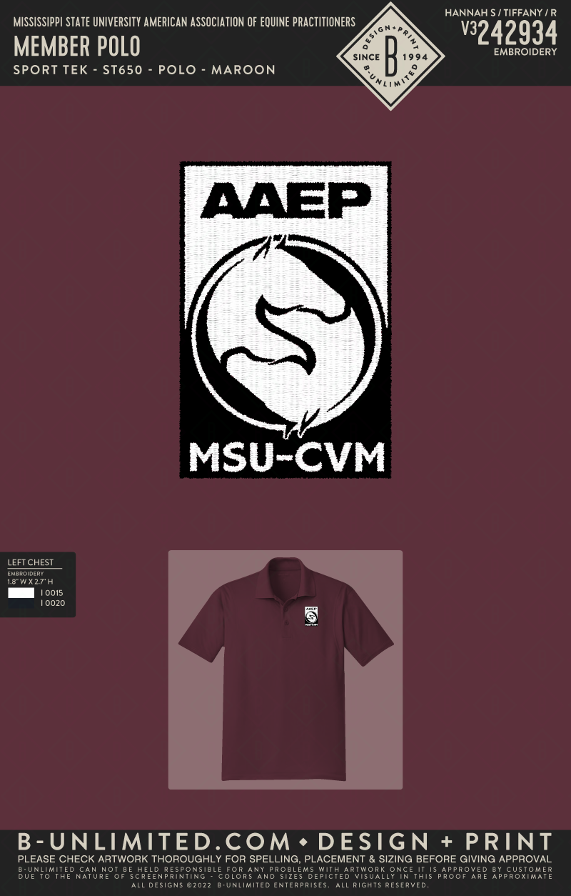 Mississippi State University American Association of Equine Practitioners - Member Polo - Sport Tek - ST650 - Polo - Maroon