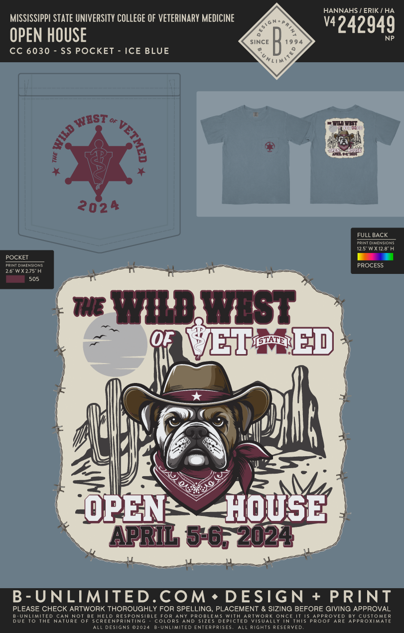 Mississippi State University College of Veterinary Medicine - Open House - CC - 6030 - SS Pocket - Ice Blue