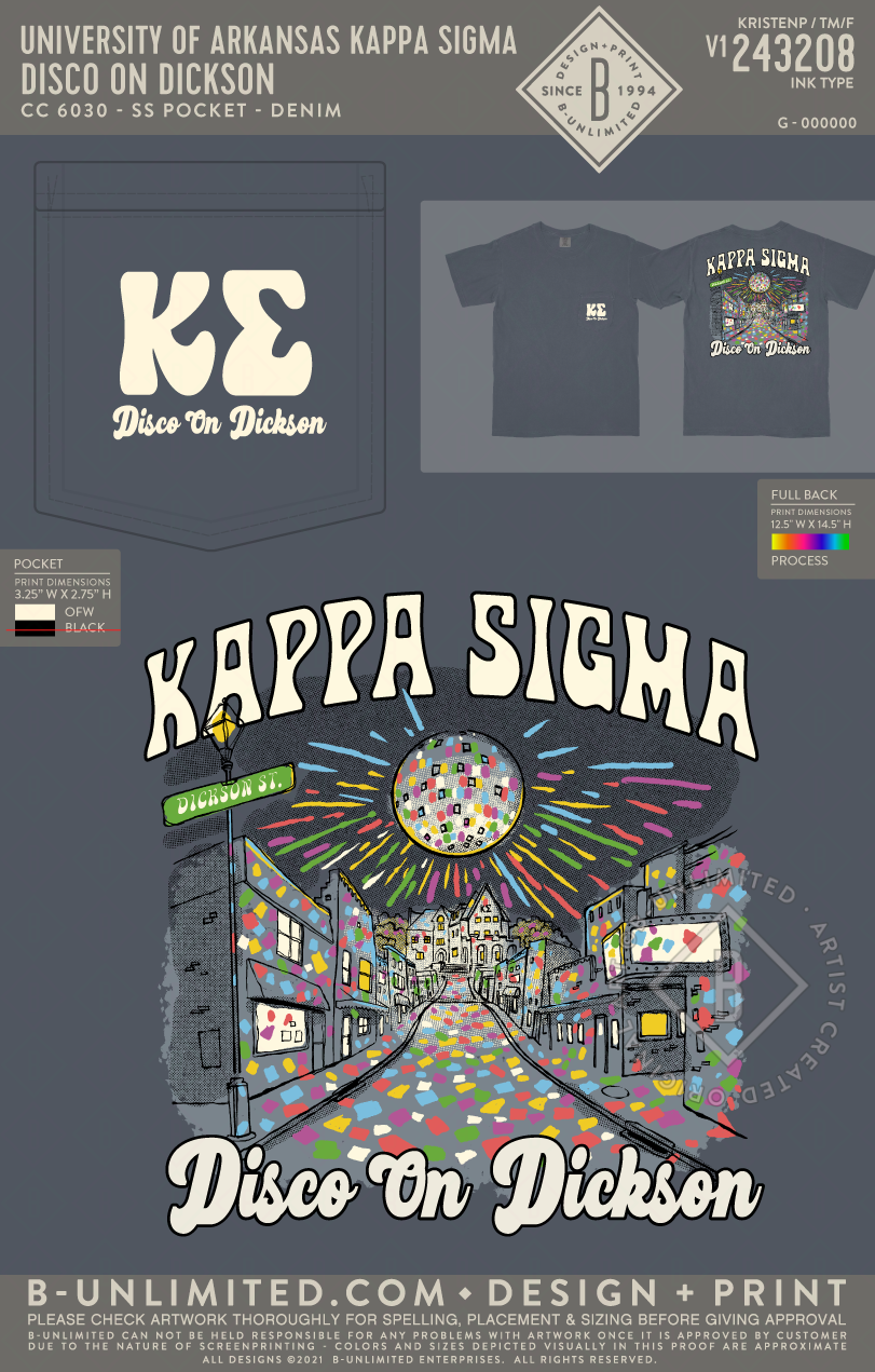 University of Arkansas Kappa Sigma - Disco on Dickson(72hoursale24) - CC - 6030 - SS Pocket - Denim