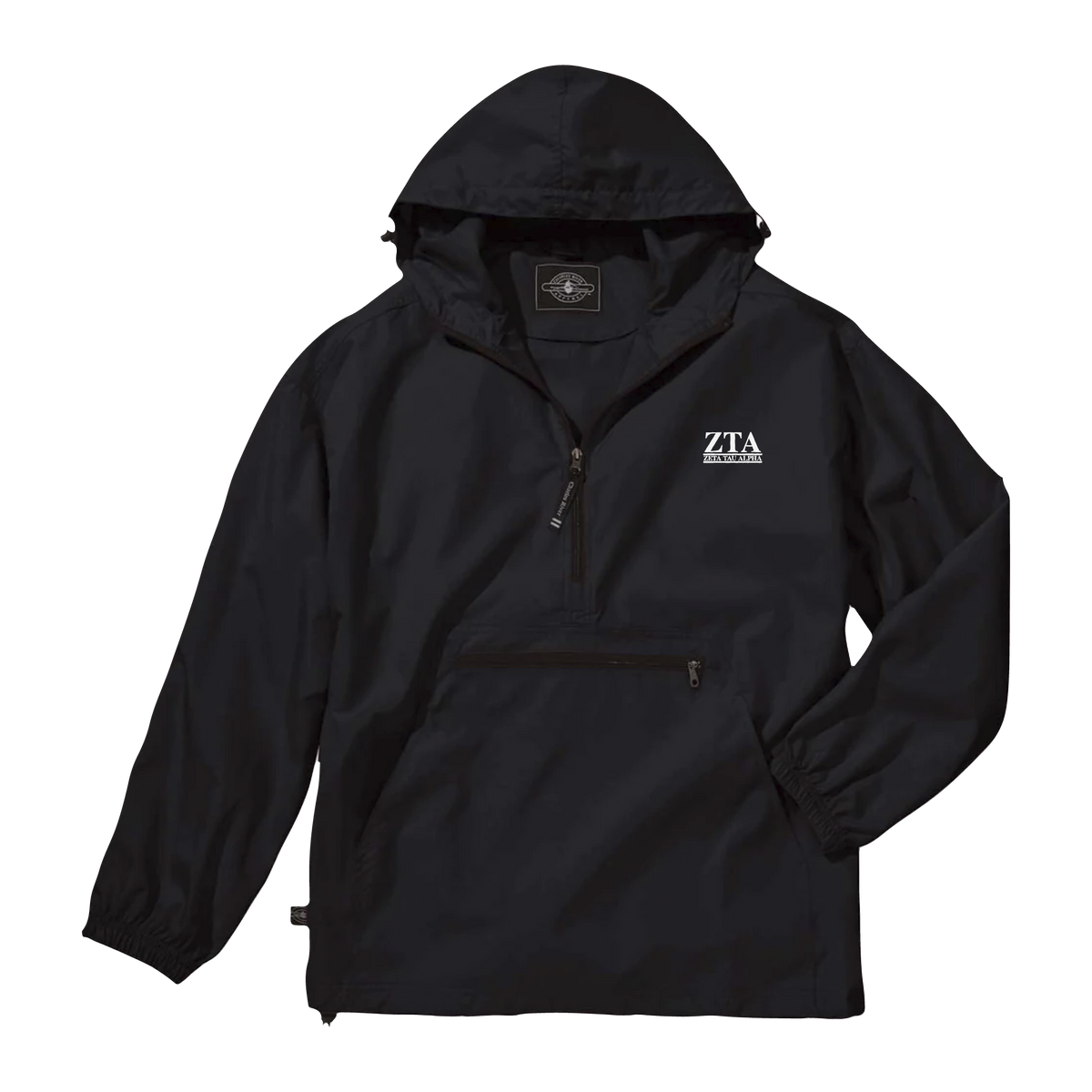 B-Unlimited Greek - Rain Jacket (ZTA) - Charles River - 9905 - Solid Rain Jacket Pullover - Black