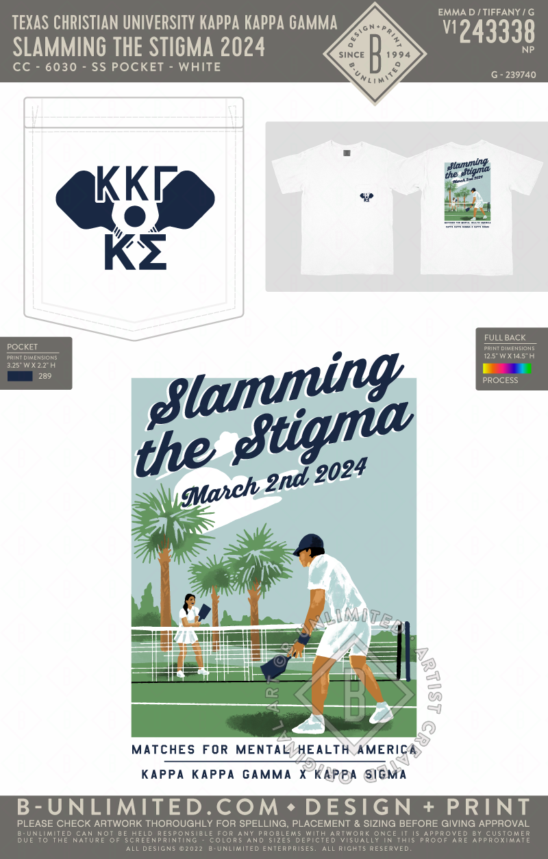 Texas Christian University Kappa Kappa Gamma - Slamming the Stigma 2024 (72hoursale24) - CC - 6030 - SS Pocket - White
