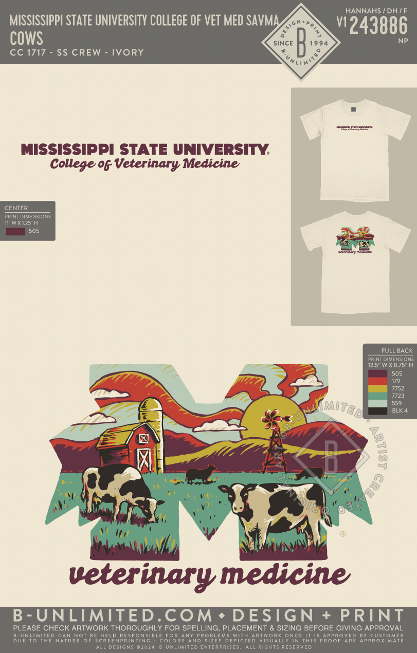 Mississippi State University College of Vet Med SAVMA - Cows - CC - 1717 - SS Crew - Ivory