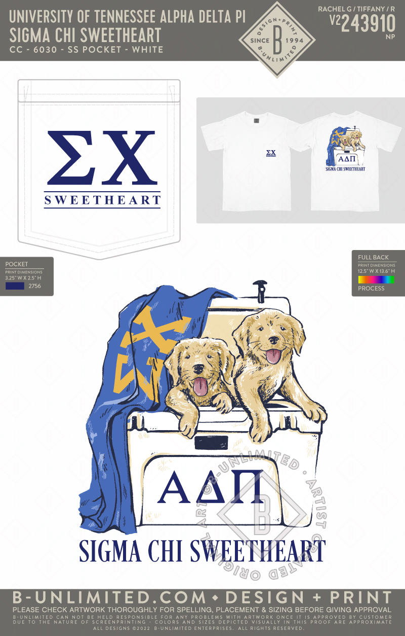 University of Tennessee Alpha Delta Pi - Sigma Chi Sweetheart (72hoursale24) - CC - 6030 - SS Pocket - White