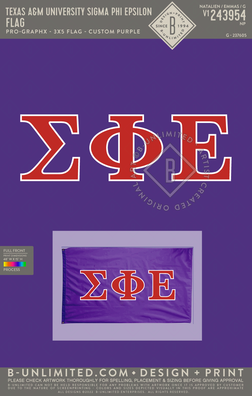 Texas A&M University Sigma Phi Epsilon - Flag - Pro-Graphx - 3x5 Flag - Purple