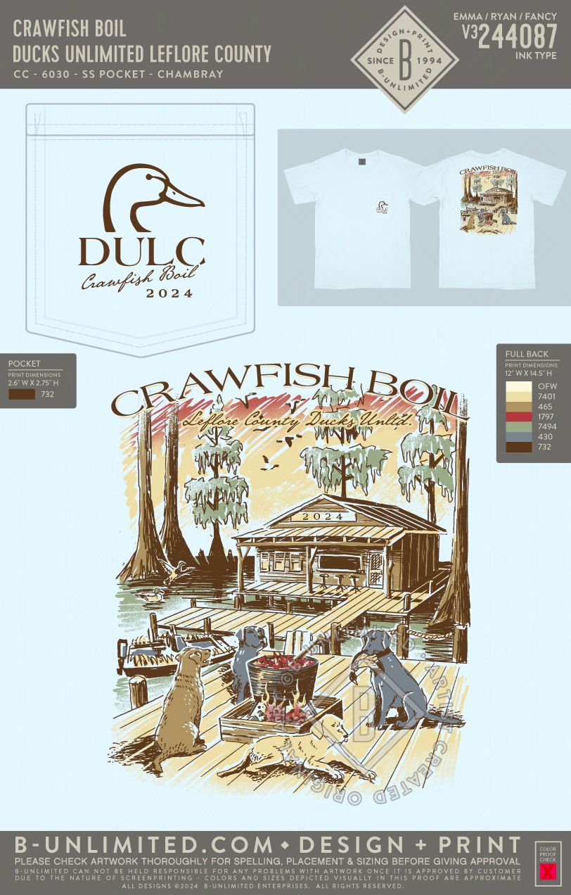 Ducks Unlimited Leflore County - Crawfish Boil - CC - 6030 - SS Pocket - Chambray