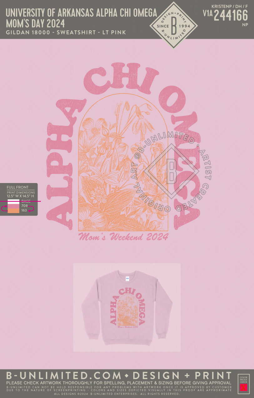 UofA AXO - Mom's Day 2024 - Gildan - 18000 - Sweatshirt - Light Pink