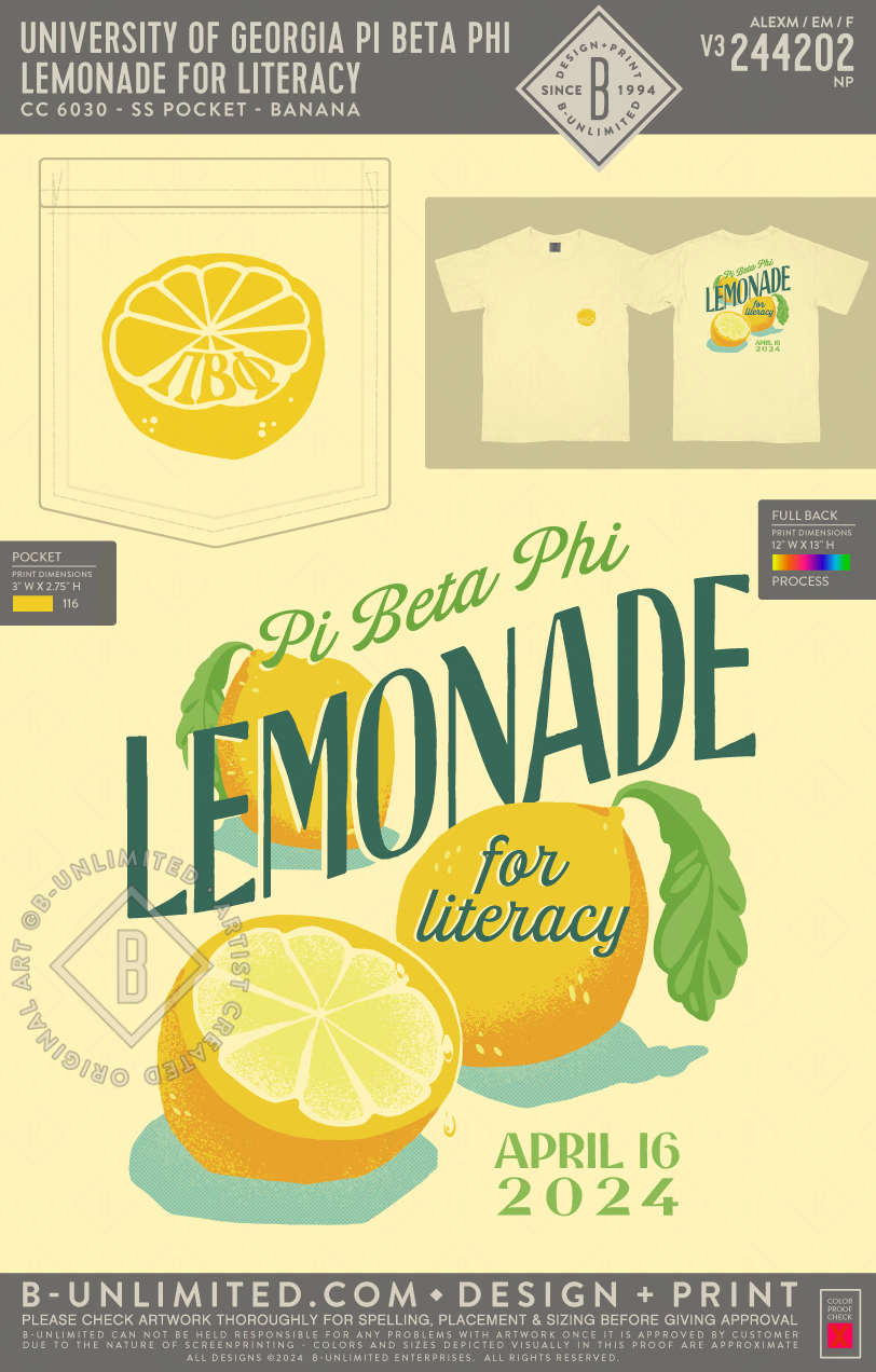 UGA Pi Phi - Lemonade for Literacy - CC - 6030 - SS Pocket - Banana