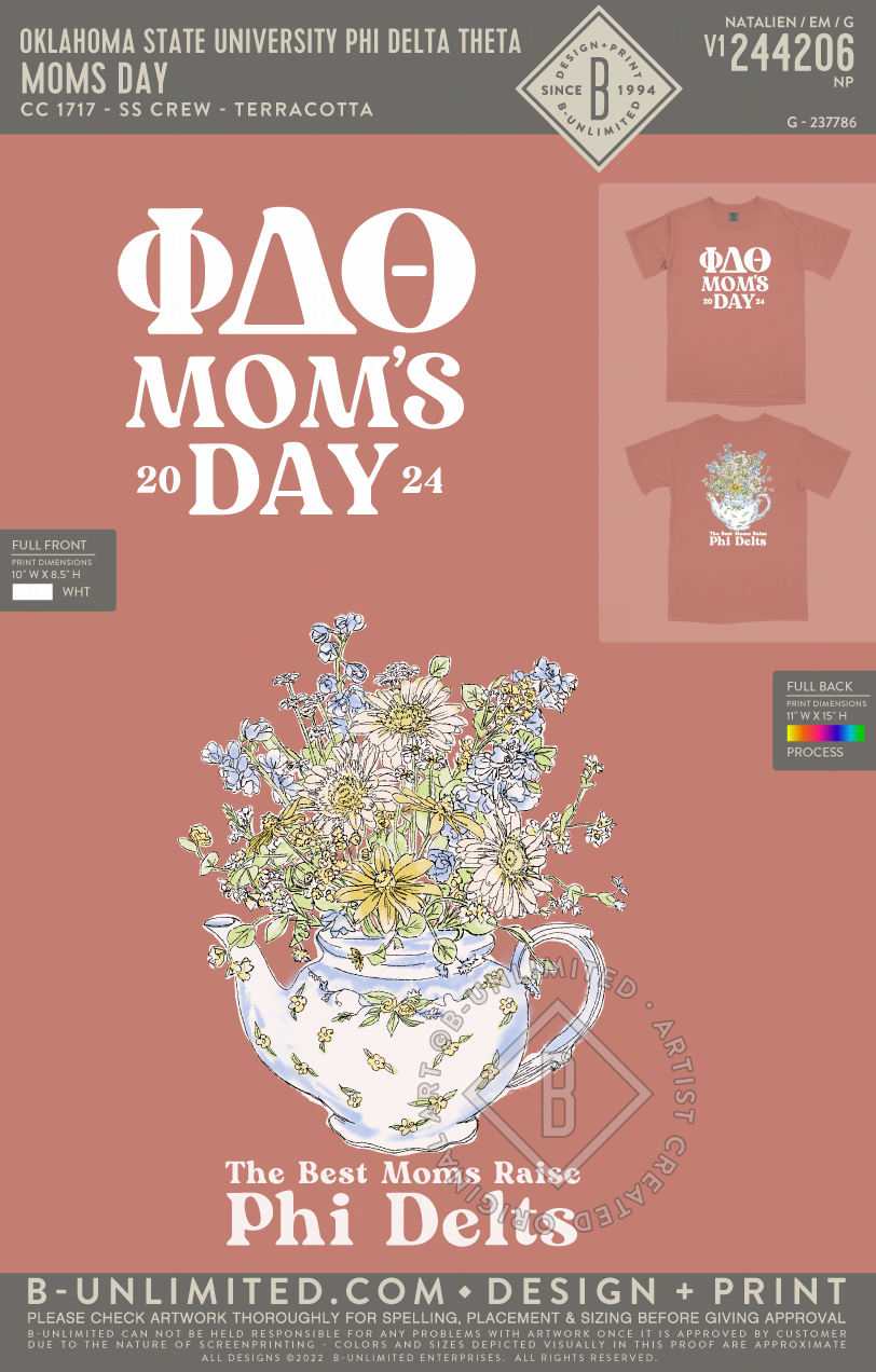 Oklahoma State University Phi Delta Theta - Moms Day - CC - 1717 - SS Crew - Terracotta